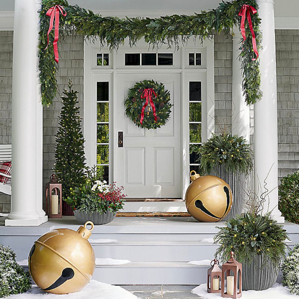 The Best Garage Door Christmas Decorations Option: Grandin Road Farmhouse Christmas Cordless Garland