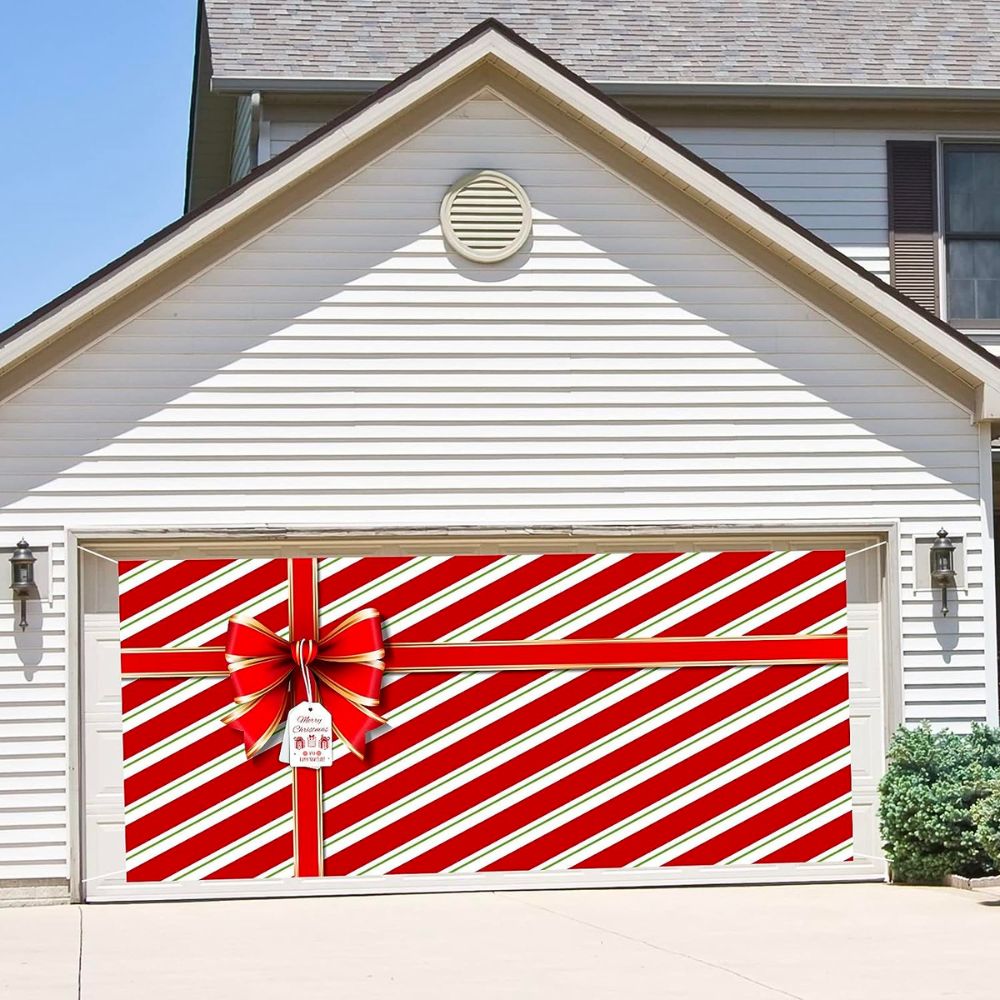 The Best Garage Door Christmas Decorations Option: Party Greeting Christmas Holiday Present Garage Door Decoration 