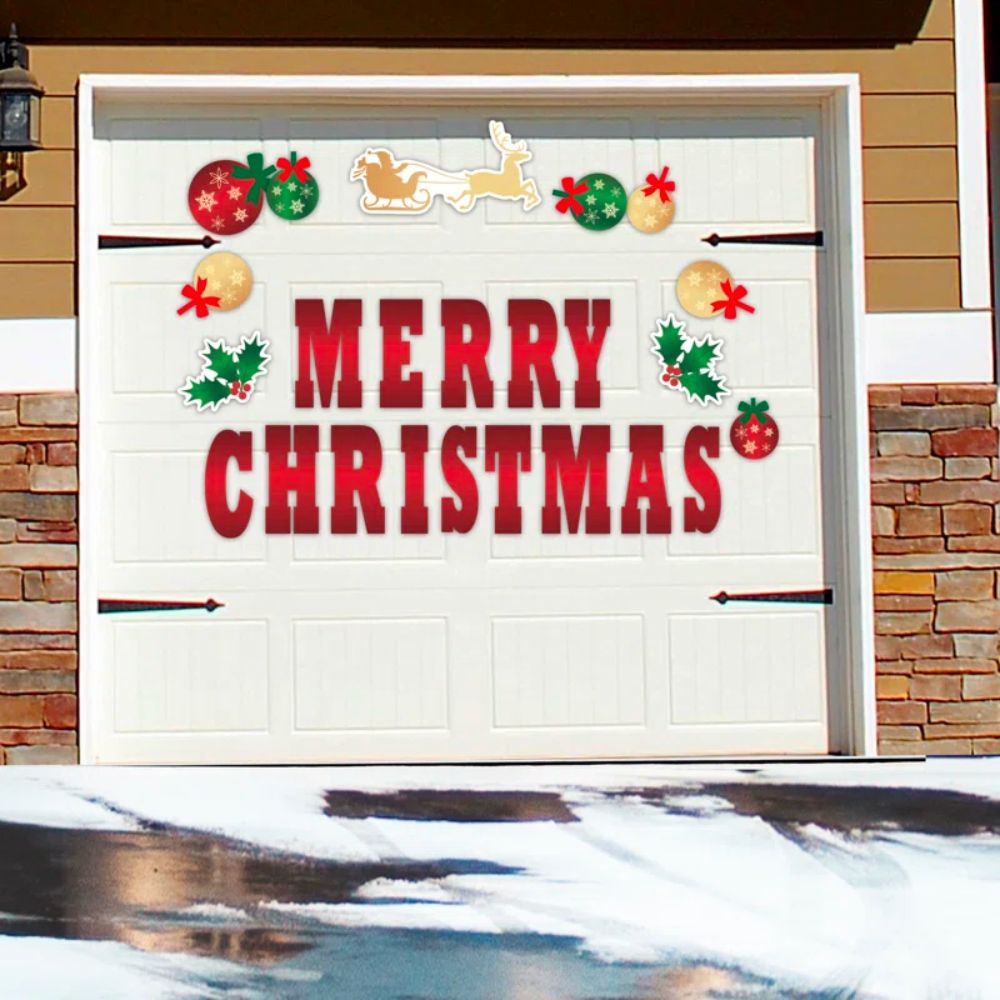 The Best Garage Door Christmas Decorations Option: The Holiday Aisle 23-Piece Merry Christmas Garage Door Magnet Set