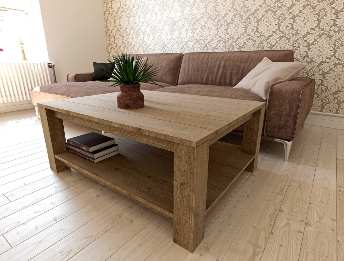 Wooden coffee table.