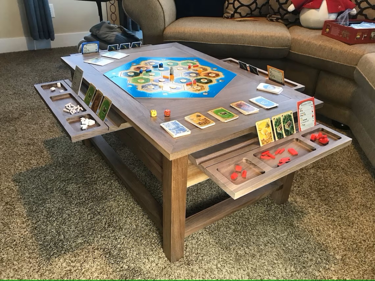 Wooden gaming table.