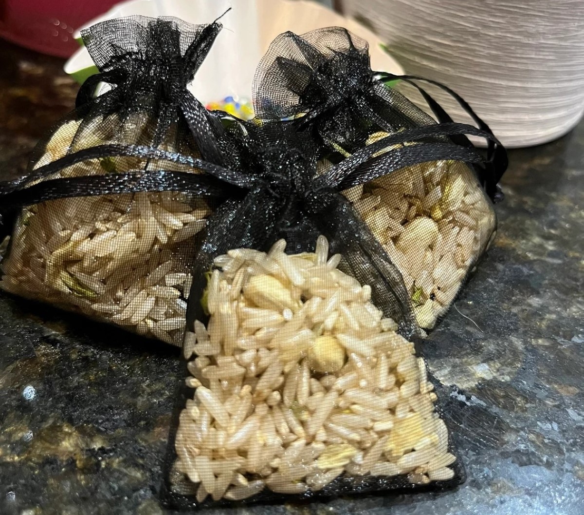 Rice in small bags