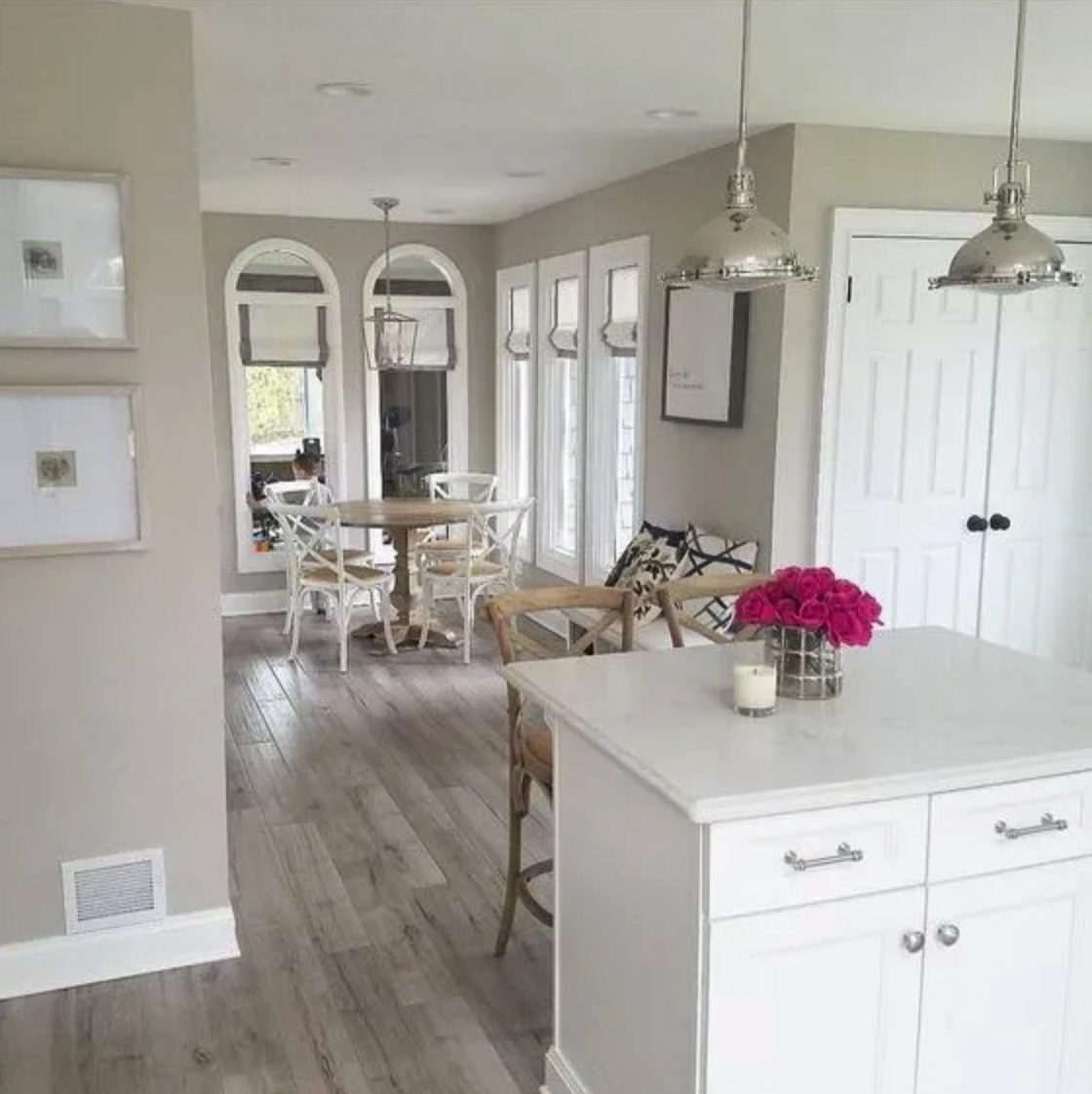 kitchen with grey walls