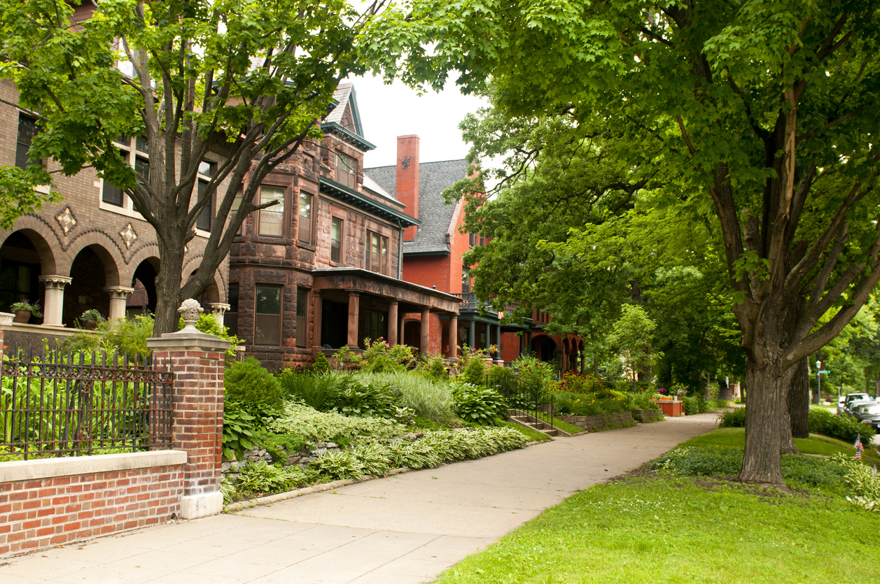 "Historical homes along Summit Avenue in St. Paul, Minnesota."