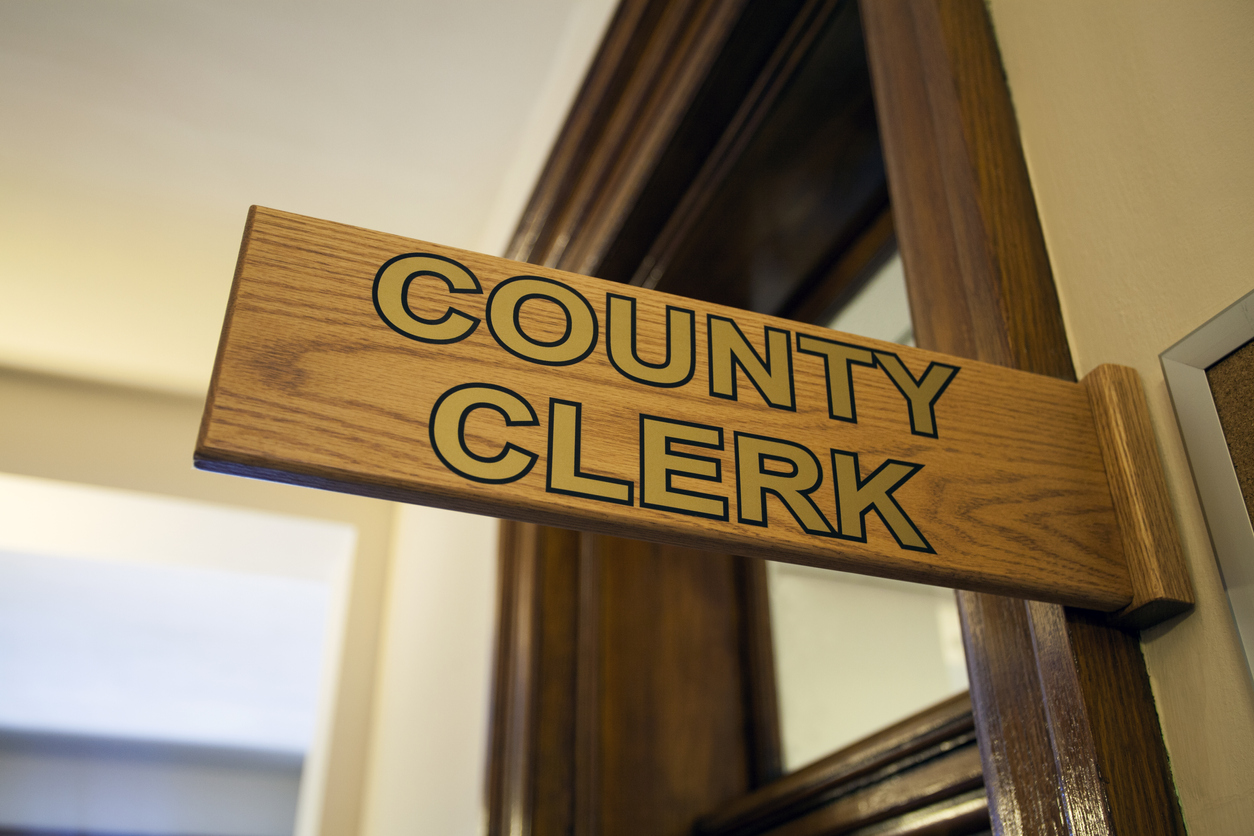 County clerk office sign.