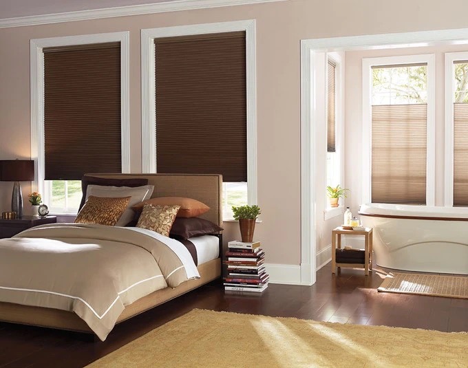Levolor blackout cellular shades in a bedroom