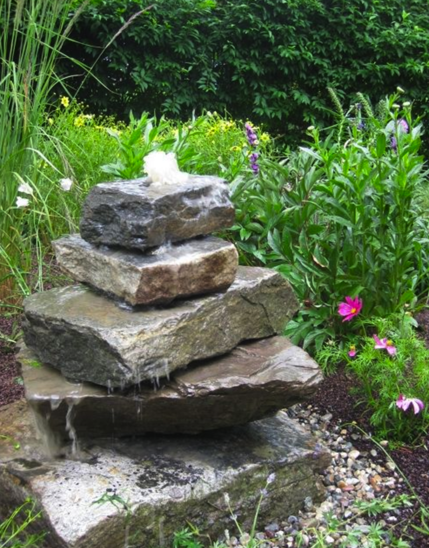fountain made from stacked stones