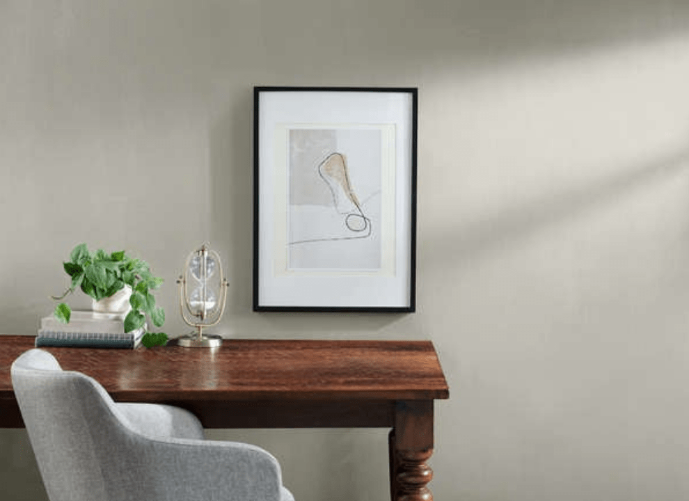 office with light grey walls