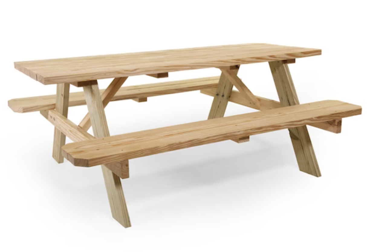 72-in Brown Southern Yellow Pine Rectangle Picnic Table