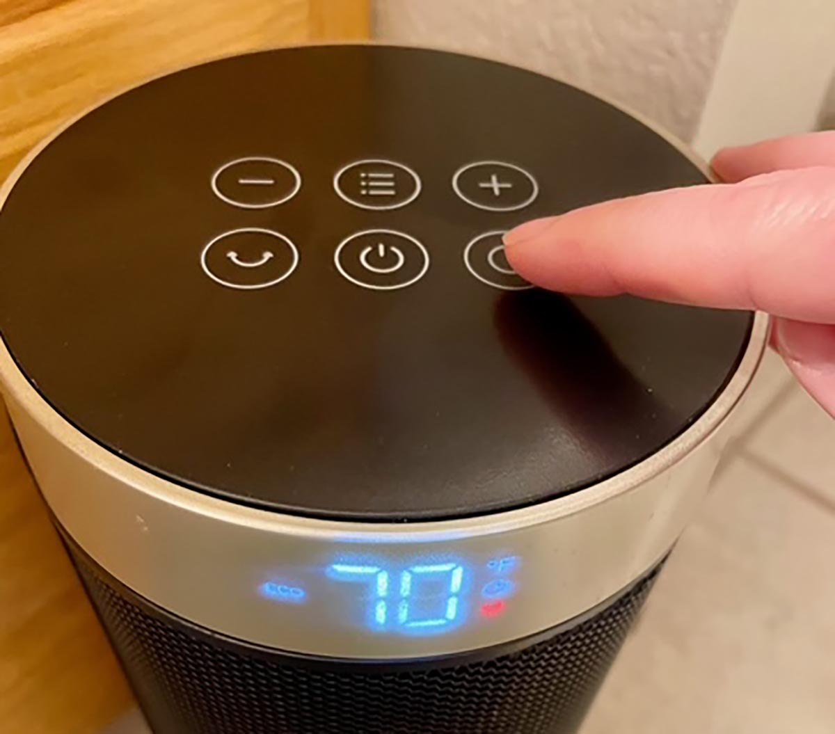 The Best Bathroom Heater Timer button on Dreo Solaris Slim H3 Heater