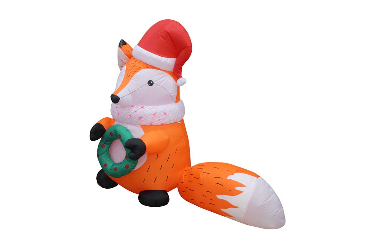 The Best Christmas Inflatables Option Christmas Inflatable Fox with Christmas Hat and Wreath