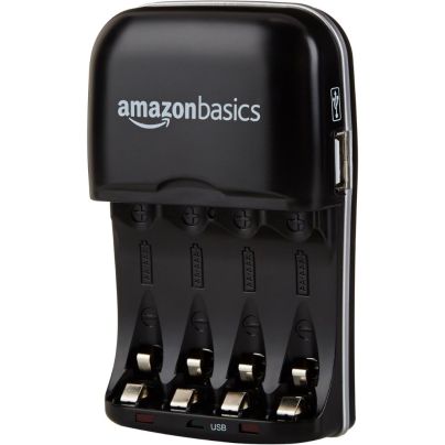 The Amazon Basics Battery Charger for AA & AAA on a white background.