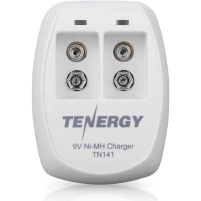 The Tenergy TN141 Smart 2-Bay 9V NiMH Battery Charger on a white background.