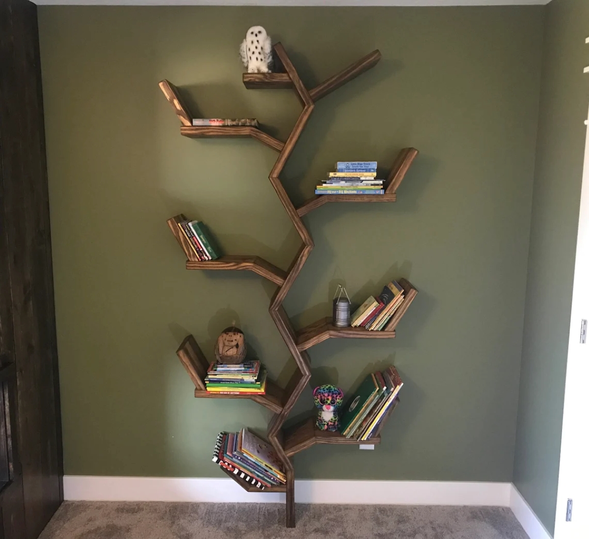 Tree shaped wall bookcase.