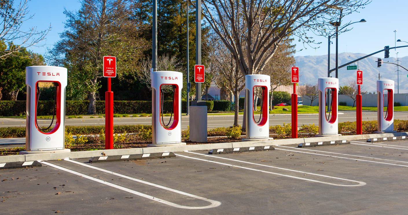 An electric vehicle charging station in Fremont, California
