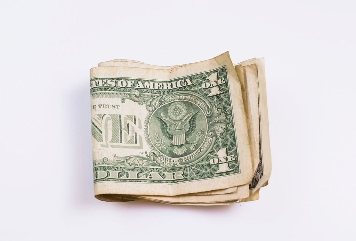 Folded dollar bills.