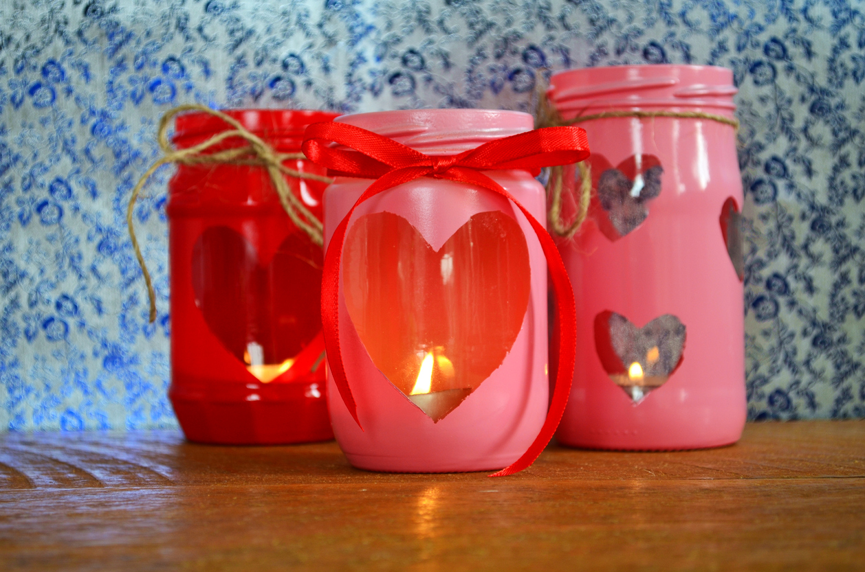 Mason jar as decoration for valentine`s day.