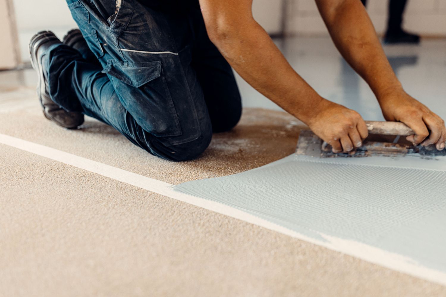 How Much Does Terrazzo Flooring Cost: Terrazzo flooring installation process in progress