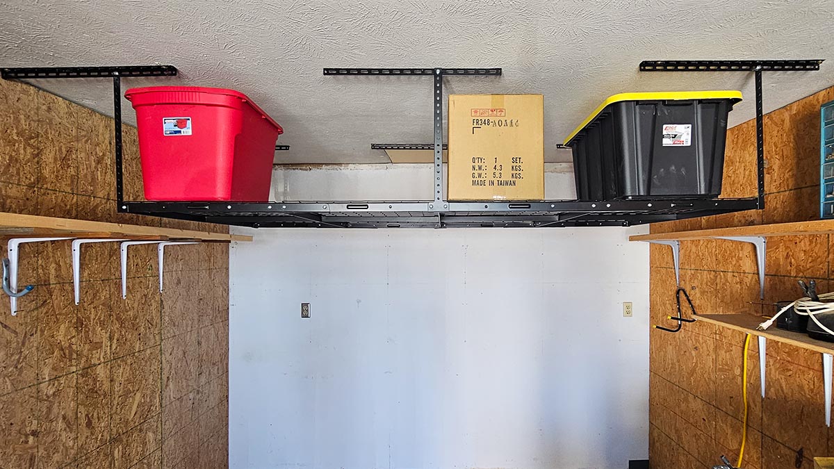 The Best Garage Storage System Fleximount ceiling storage image