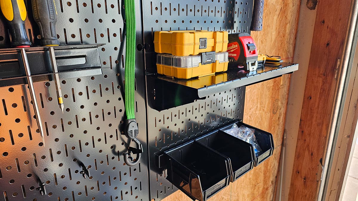 The Best Garage Storage System Sideview of Wall Control pegboard