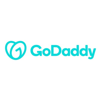 The word 'GoDaddy' appears in turquoise with the company's logo on a white background.
