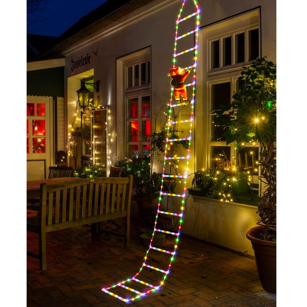 The Best Outdoor Christmas Decorations Option: Decorative Ladder Lights with Santa Claus