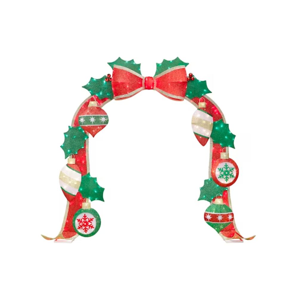 The Best Outdoor Christmas Decorations Option: Holiday Living 9-ft LED Bow and Ornament Arch 
