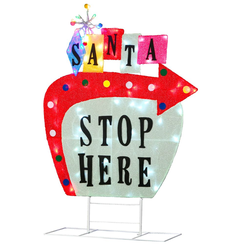 The Best Outdoor Christmas Decorations Option: Pre-Lit Vintage Vegas Santa Sign