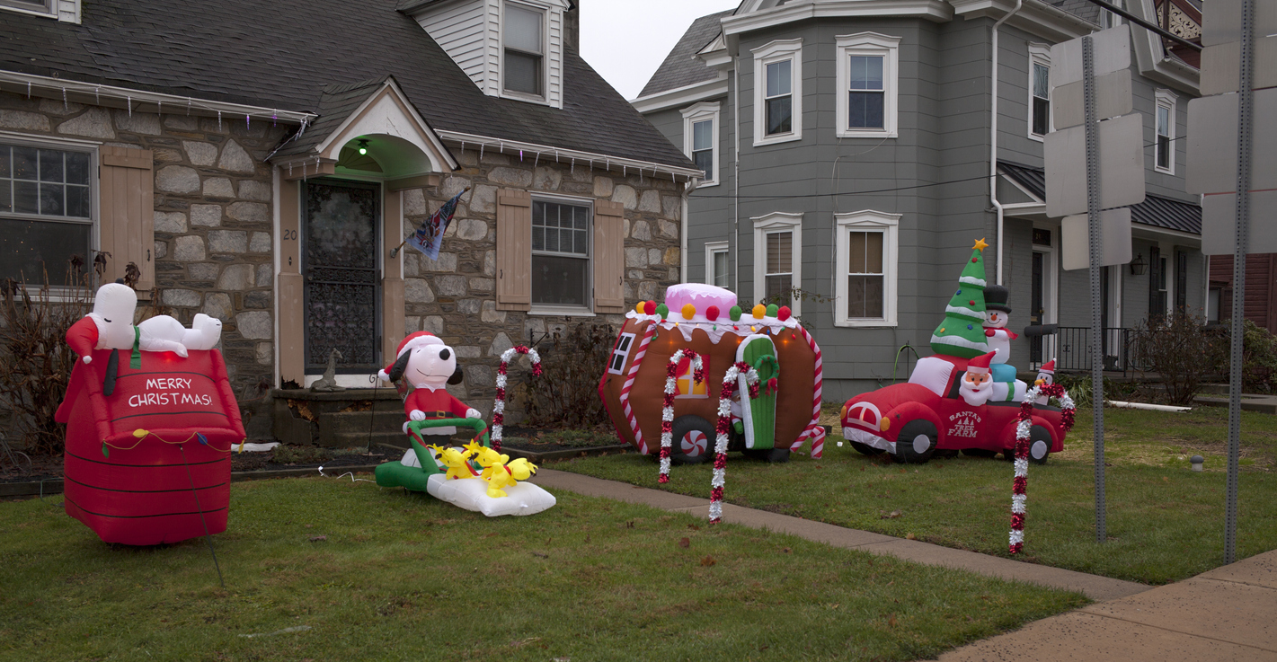 Christmas inflatables in Bucks County, Pa. USA