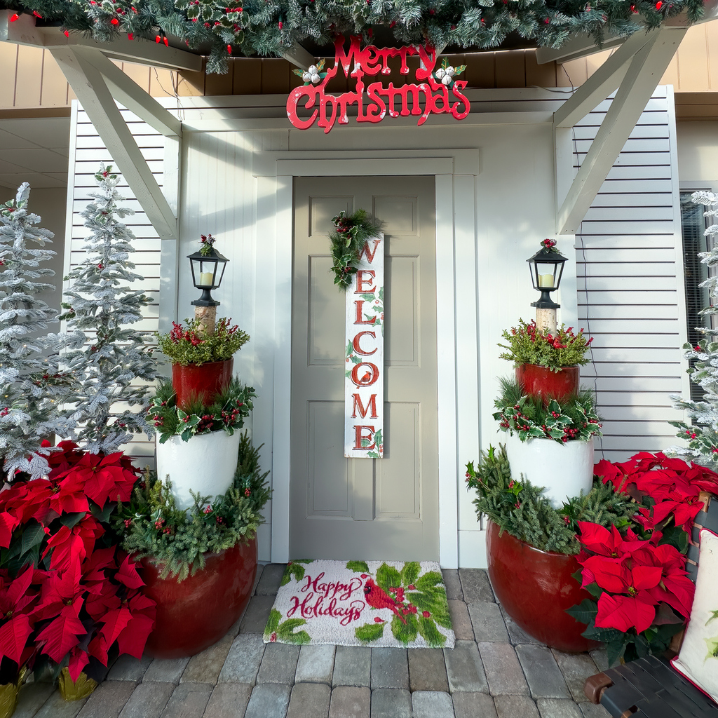 Doorway entrance decor for December winter