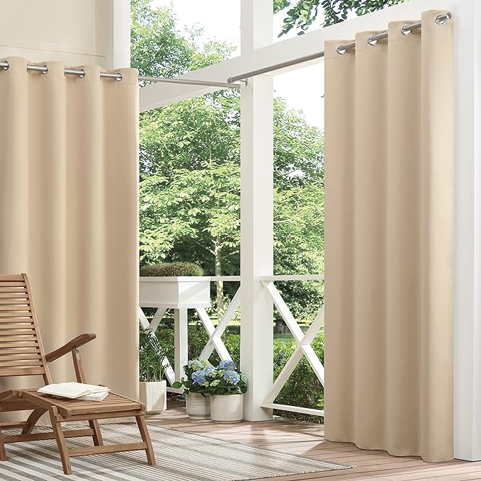 ECLIPSE Bradford Waterproof Blackout Thermal Insulated Grommet Outdoor Curtain for Patio or Porch