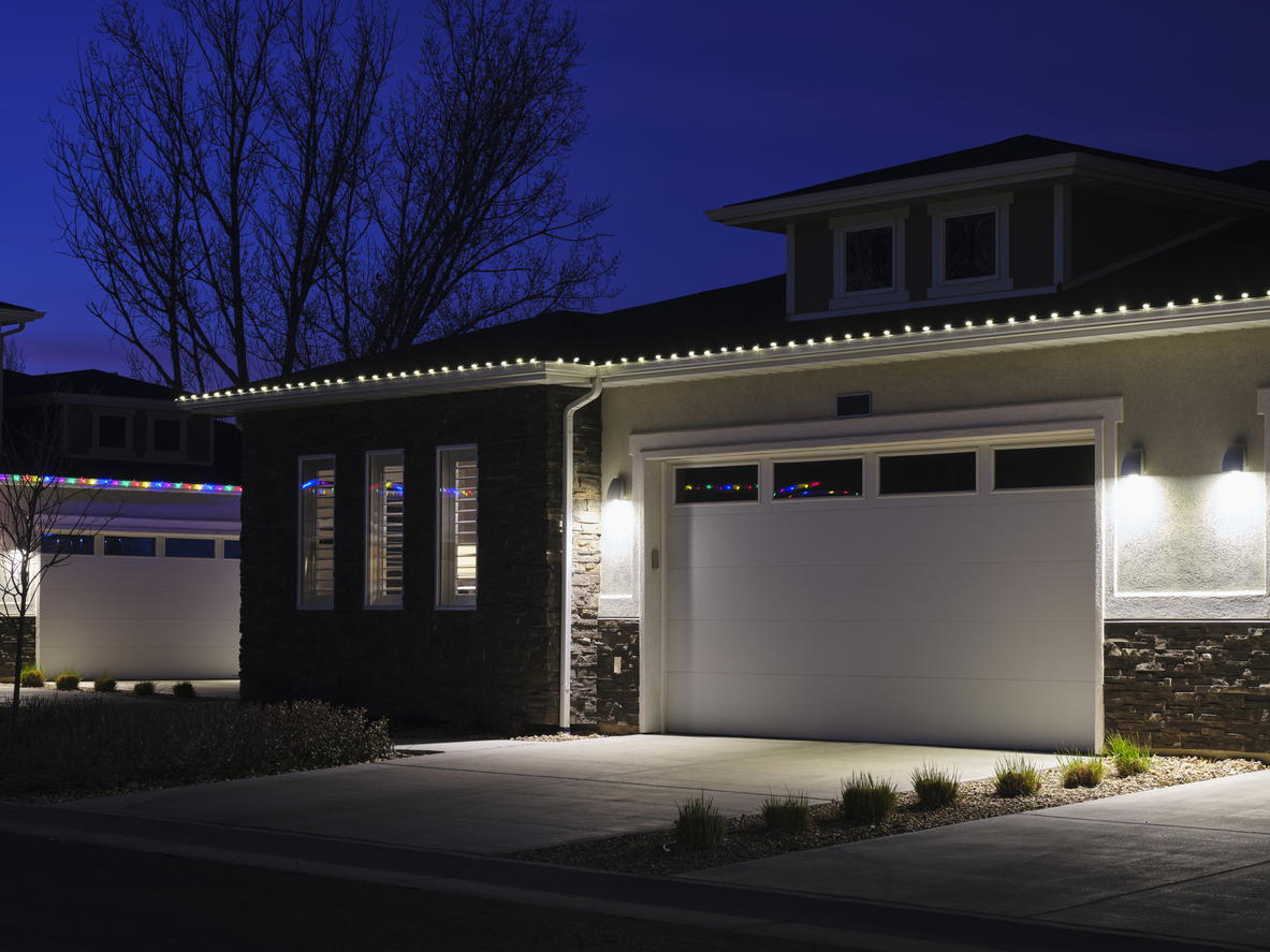 The Best Outdoor LED Strip Lights installed along a home's roofline.