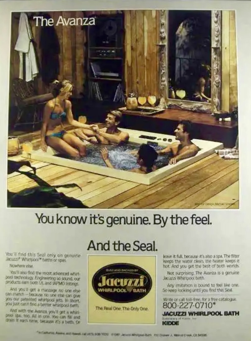 Two-couples-are-laughing-in-a-Jacuzzi-spa-in-this-1982-advertisement-for-the-Avanza-model.