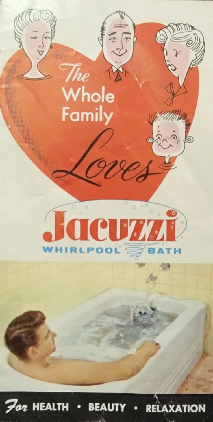 A-vintage-full-color-brochure-for-Jacuzzi-Whirlpool-Bath-with-a-heart-and-a-man-in-a-tub.
