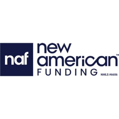 A navy box with the lower case letters 'naf' appears next to the words 'new american funding' written in the same colors, appearing against a white background.