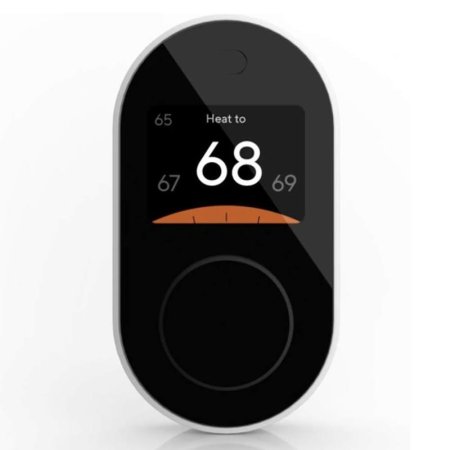  The Wyze Smart Thermostat on a white background and set to 68 degrees Fahrenheit.