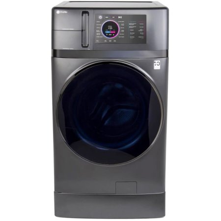  The GE Profile 4.8 cu. ft. Heat Pump Washer/Dryer on a white background.