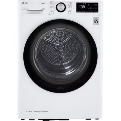 The LG 4.2 cu. ft. Smart Heat Pump Dryer on a white background.