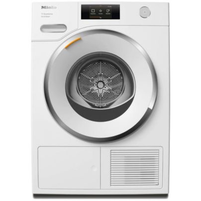 The Miele T1 Eco and Steam Heat Pump Dryer on a white background.