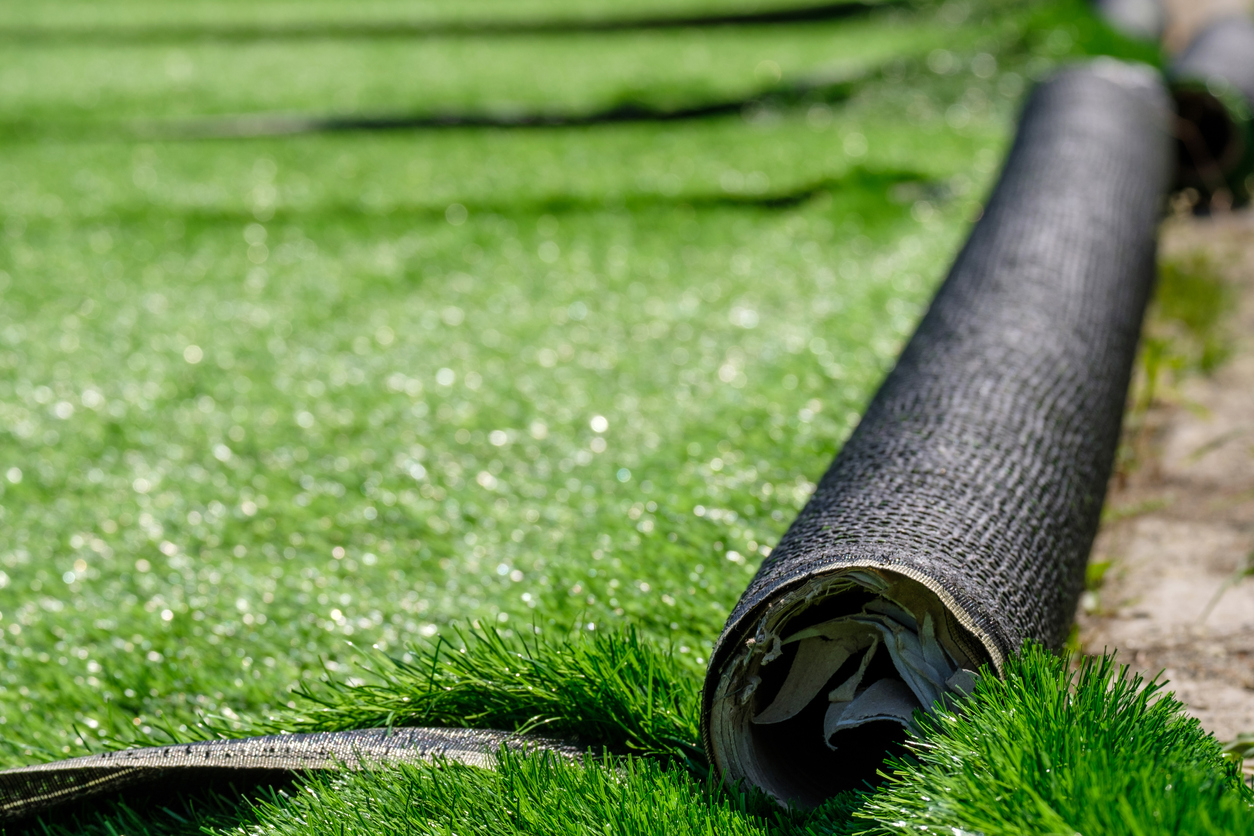 rolls of synthetic artificial turf