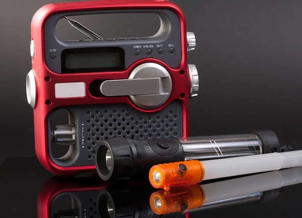 emergency radio and flashlights