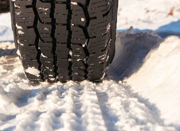 close up of snow tire