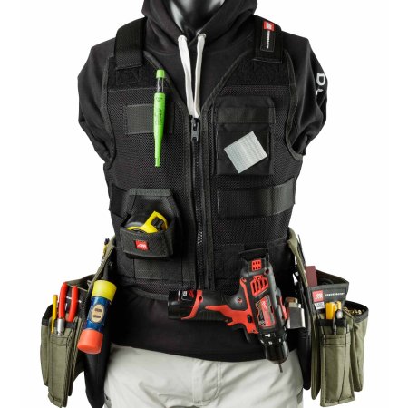  A torso wearing the Diamondback Dos Clavos 701 Vest System stocked with tools.