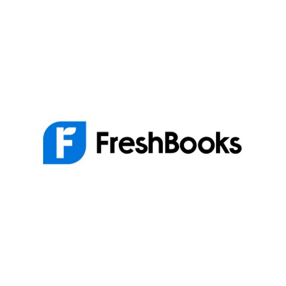 The word 'Freshbooks' appears in black font next to the company's blue and white logo, set against a white background.