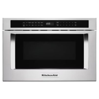 The KitchenAid 24" Under-Counter Microwave Drawer on a white background.