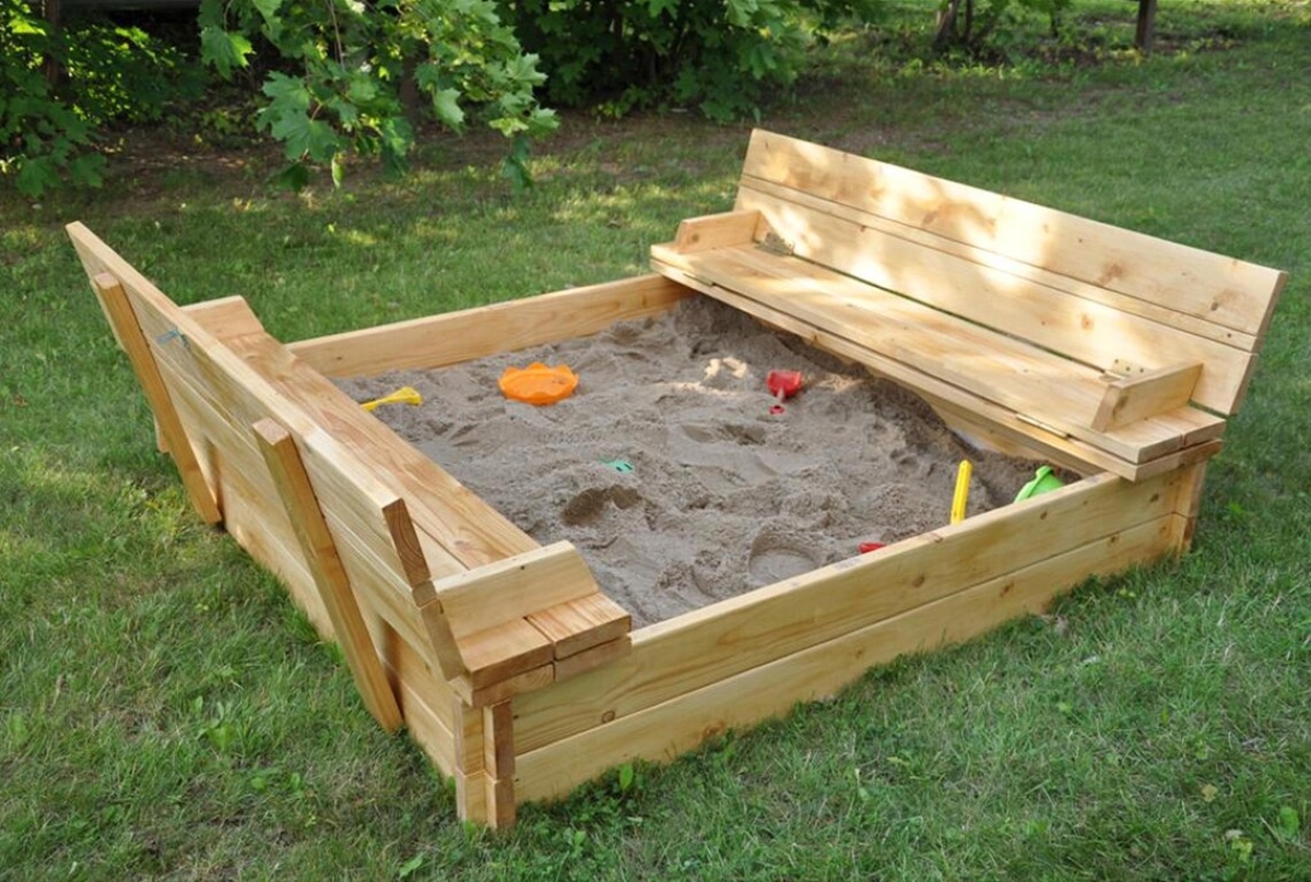 DIY Child sandbox with seating.