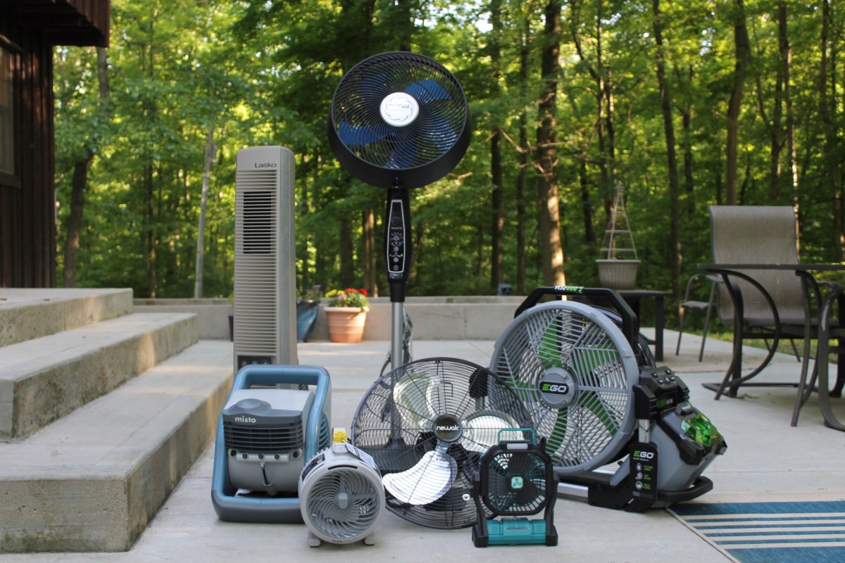Best Outdoor Fans on a concrete patio near a wooded area