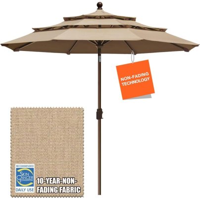 EliteShade USA 3-Tier Market Patio Umbrella on a white background