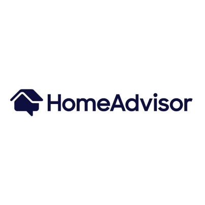 The word 'HomeAdvisor' and a small house appear in dark blue against a white background.