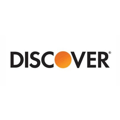 The Discover bank logo in black with an orange circle against a white background.